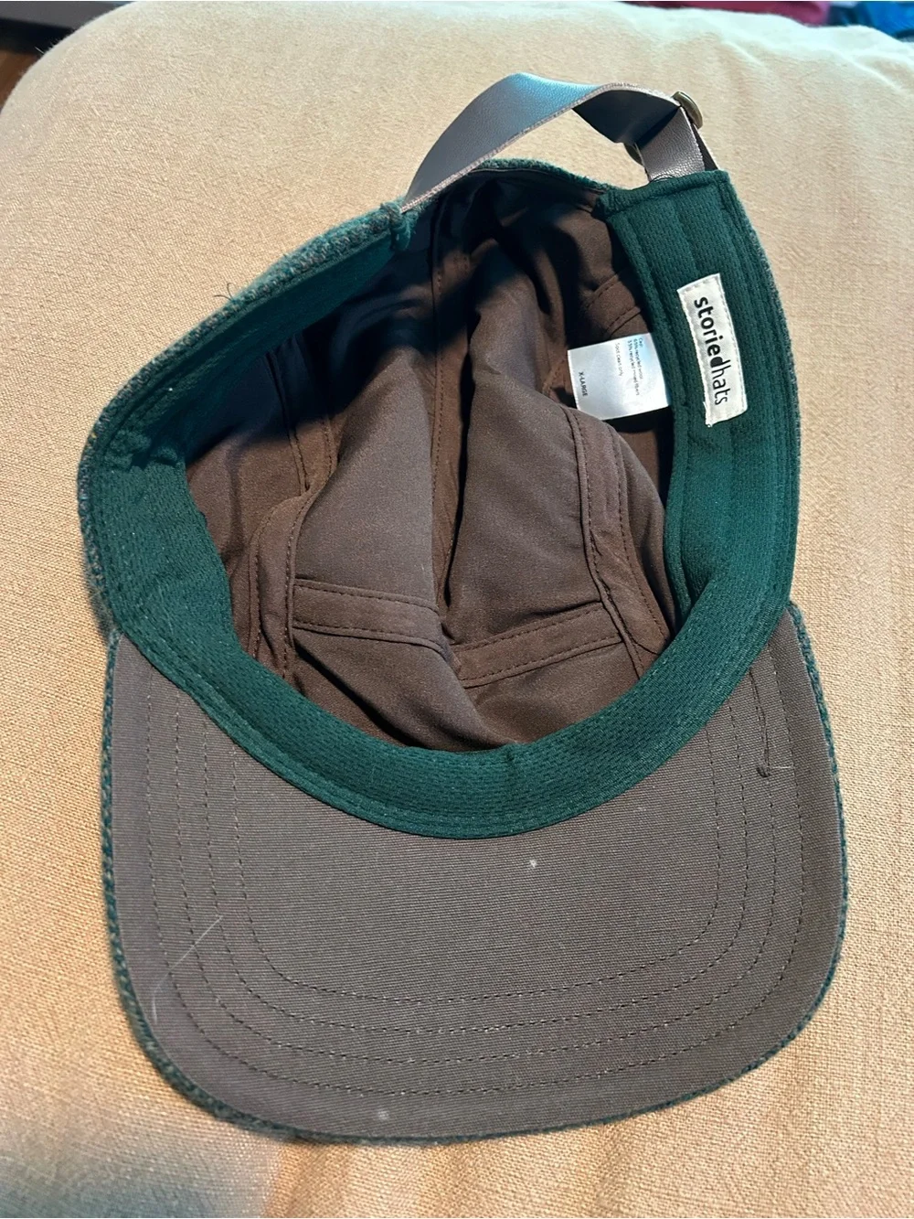 Storied Hats Herringbone Wool Cap in Dark Green one size